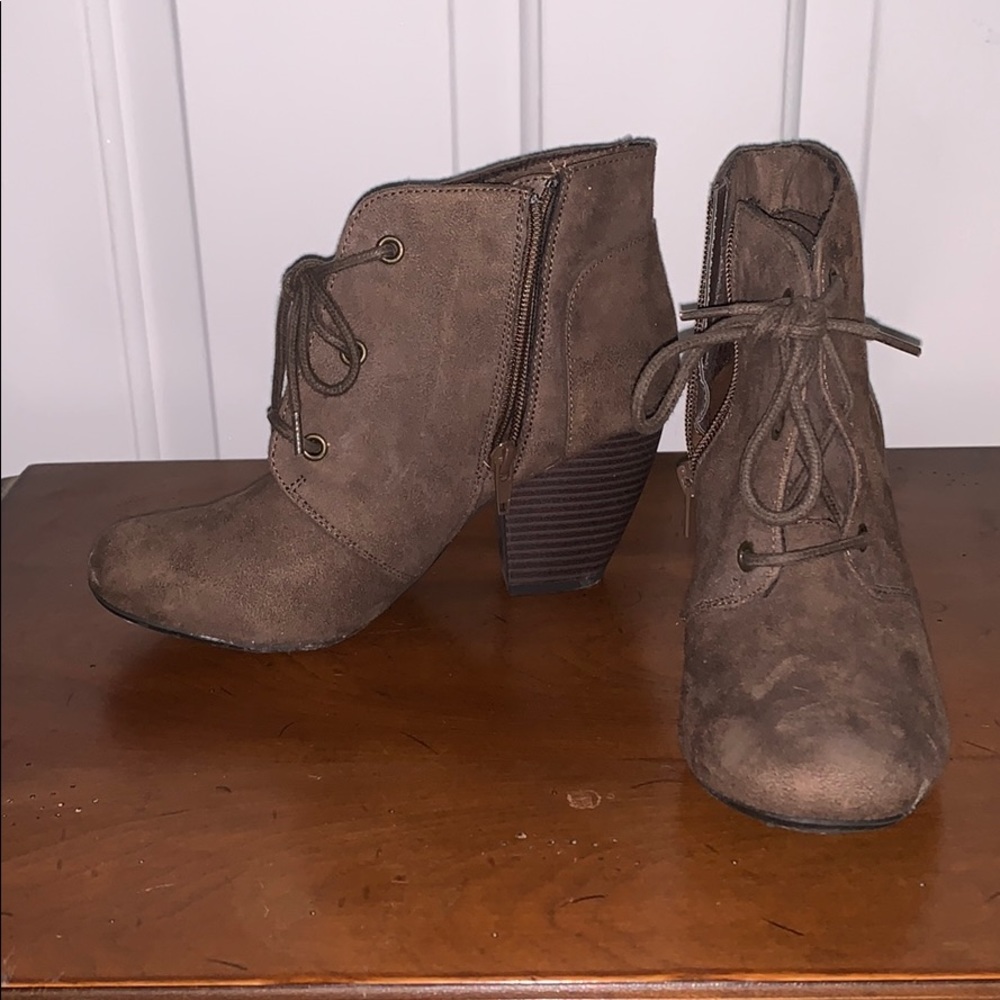 Brown Faux Suede Booties